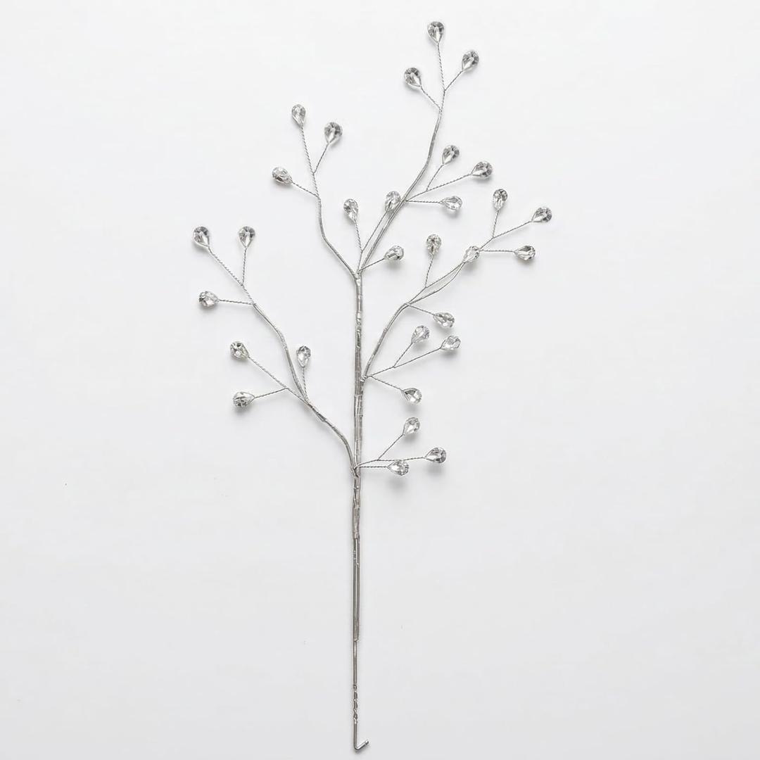 20 Inch Crystal Rhinestone Branches Sparkly Decorative Floral Stems Twig Picks Vase Fillers for Wedding Centerpieces Christmas Tree Home Decor (Silver,1PCS)