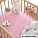 Muslin Crib Sheets - Organic Turkish Cotton, Ultra Soft & Breathable -Fitted Crib Sheets for Boys & Girls, GOTS & Oeko-TEX Certified, 52x28, Cotton Latte & Neutral Rose