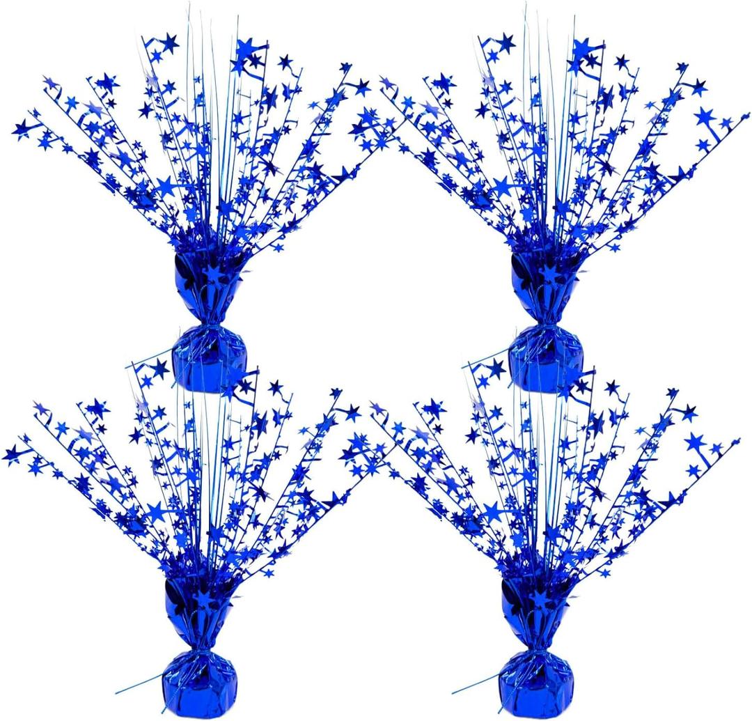 ALISSAR 4-Pack Glitter Blue Star Centerpieces-Table Decorations for Home Decor Birthday Wedding Anniversary Decor (Blue)