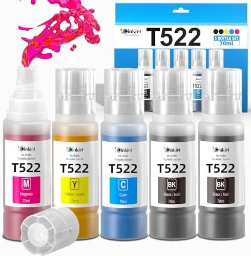 Xcinkjet 522 Ink Refill Bottles Compatible Replacement for Epson ET-2800 ET-4800 ET-2400 ET-2803 ET-2840 ET-15000 ET-2850 ET-3850 ET-4850 ET-2720 T522 Eco Tank Printer (2BK C M Y)