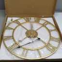 Large Wall Clock for Living Room Decor - 60cm/ 24 Inches Silent Non-Ticking Metal Wall Clocks Battery Operated, Vintage Decorative Modern Wall Clock for Bedroom, Office, Farmhouse Decor (Gold)