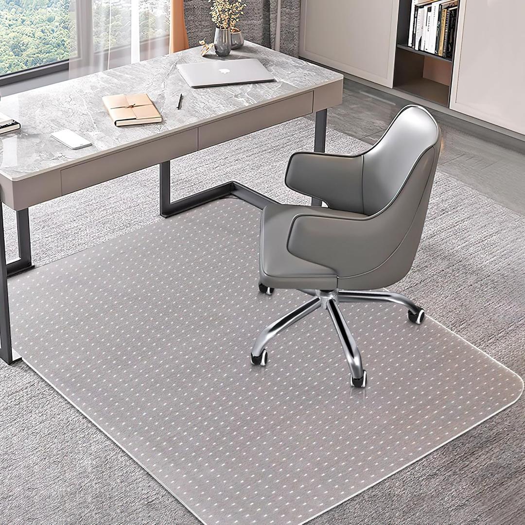 BesWin Office Chair Mat for Carpet, 48'' x 36'' Clear Floor Mat for Low and No Pile Carpeted Floors, Thick and Sturdy Carpet Protector for Work, Home, Gaming, Easy Glide and Flat Without Curling