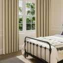 CUCRAF Blackout Curtains 54 inches Long 2 Panels Set for Bedroom, Beige Rod Pocket Room Darkening Curtain for Living Room, Thermal Insulated Window Drapes (W 52 x L 54 Inch)