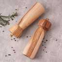 Salt and Pepper Mill Set with Tray, Adjustable Ceramic Grinder Salt Mill, Stainless Steel Grinder Pepper Mill, Acacia Wood, 20.5 cm/ 8 Inch Height, Bottom Dia 6 cm /2.36 inch