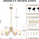 29.5" Vintage Glass Globe Chandelier 6-Light Gold Modern Sputnik Pendant Light with Milk White Glass Shades Mid Century Adjustable Hanging Light for Dining RoomKitchen Living Room Bedroom, Large