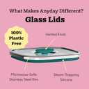 Anyday 10-Cup Square Glass Food Storage with Glass Lid | Plastic-Free Meal Prep & Microwave Cookware | Stackable Airtight Storage Container with Vented Lid for Microwave-Safe Reheating