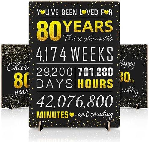 Pack of 2 Giftota 80th Birthday Decorations - 3 Pack 3mm Thickness Birthday Poster - 80th Birthday Gifts with Stand - Birthday Party Decorations for 80 Year Old - 80th Birthday Table Sign for Party Supply