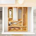 Juvale Bamboo Silverware Drawer Organizer with 6 Slots, Wooden Cutlery Tray Holder for Kitchen, Flatware, Utensils, 14.5 x 10.25 x 1.75 In - Silverware Organizer (Brown)