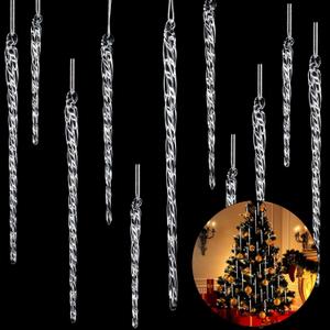 Boao Glass Icicle 3.5-7.8 Inch Twisted Glass Icicle Christmas Ornaments Hanging Decorations(Clear,25 Pcs)