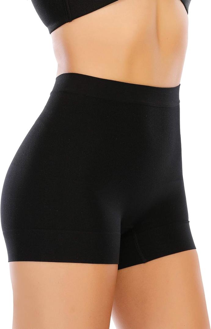 Womens Seamless Shaping Boyshorts Panties Tummy Control Underwear Slimming Shapewear Slip Shorts (Small, #A2 Black(light Tummy Control))