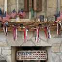 Novabright 11.8 ft Red White Blue Patriotic Bow Star Banner 4th of July Ribbon Star Garland 250th Anniversary Mantle Decor for Indoor Outdoor Memorial Day Veteran Independence Day Party Supplies
