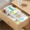 Plastic Drawers Organizer for Office Bathroom Bedroom Kitchen Desk - 1 Layers More White Storage Tray - Expandable 11.4-18.1 Inches (DEEP 2.3")