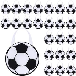 Shihanee 24 Pcs Soccer Party Favor Bags Ball Themed Party Goody Candy Bags Sport Game Treat Handbags Soccer Non Woven Gift Handbags for Sport Theme Supplies