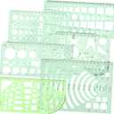 1set Geometric Drawing Template Set Circle Ruler Kit for Accurate Drafting Stencils for Architecture Art Design School Use (21.5x10.5cm, Green)