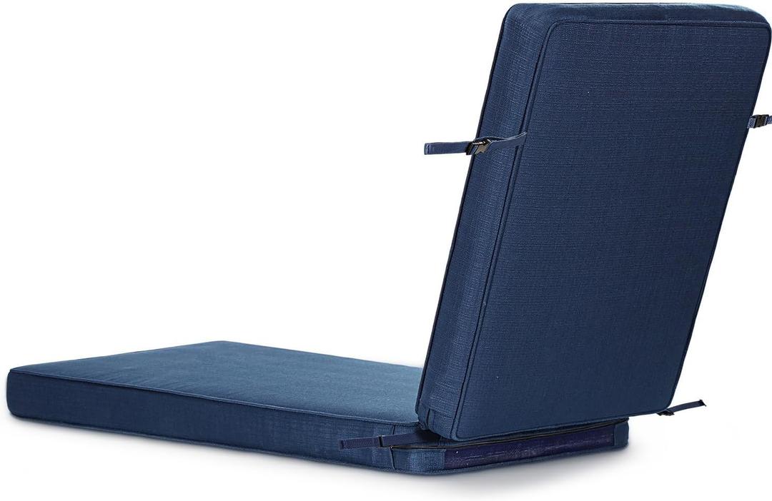 SUNROX All-Weather Fade-Resistant Lounge Chair Cushions DryFast Foam Chaise Lounge Cushions for Outdoor Furniture Patio Pool Lounge Chaise Cushions with Adjustable Straps 73x22 Inch, Navy