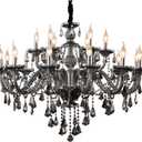 Uboxin Modern Luxury K9 Crystal Chandelier 18 Light Large Smoky Gray Crystal Chandelier Lighting 39.5" E12 Crystal Pendant Light Fixtures for Living Room, Stair,Store (Double Layer 12+6 Lights)