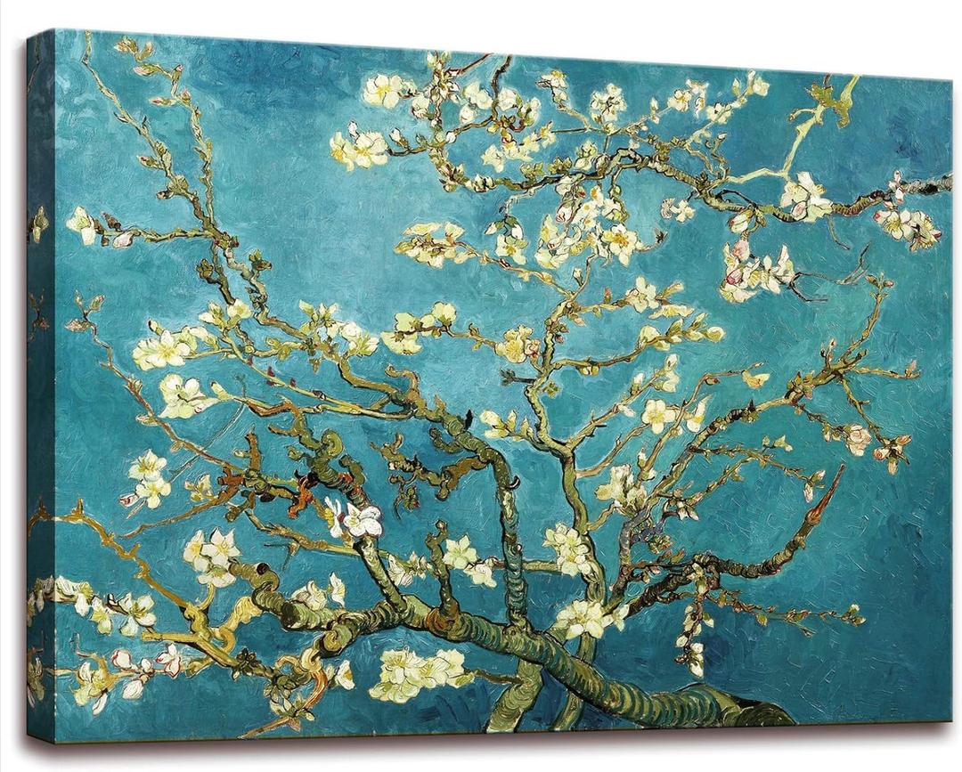 Vincent Van Gogh Canvas Wall Art, Almond Blossom Tree Classic Painting, Famous Artwork Picture Poster Print Wall Decor for Living Room Bedroom Office - 24"x36"