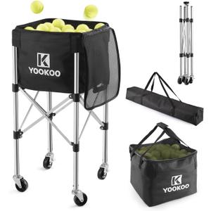 YooKoo Sturdy Tennis Ball Hopper Holds 200 Balls, Lightweight Tennis Ball Basket, Easy to Use Without Installation for Tennis Training and Teaching