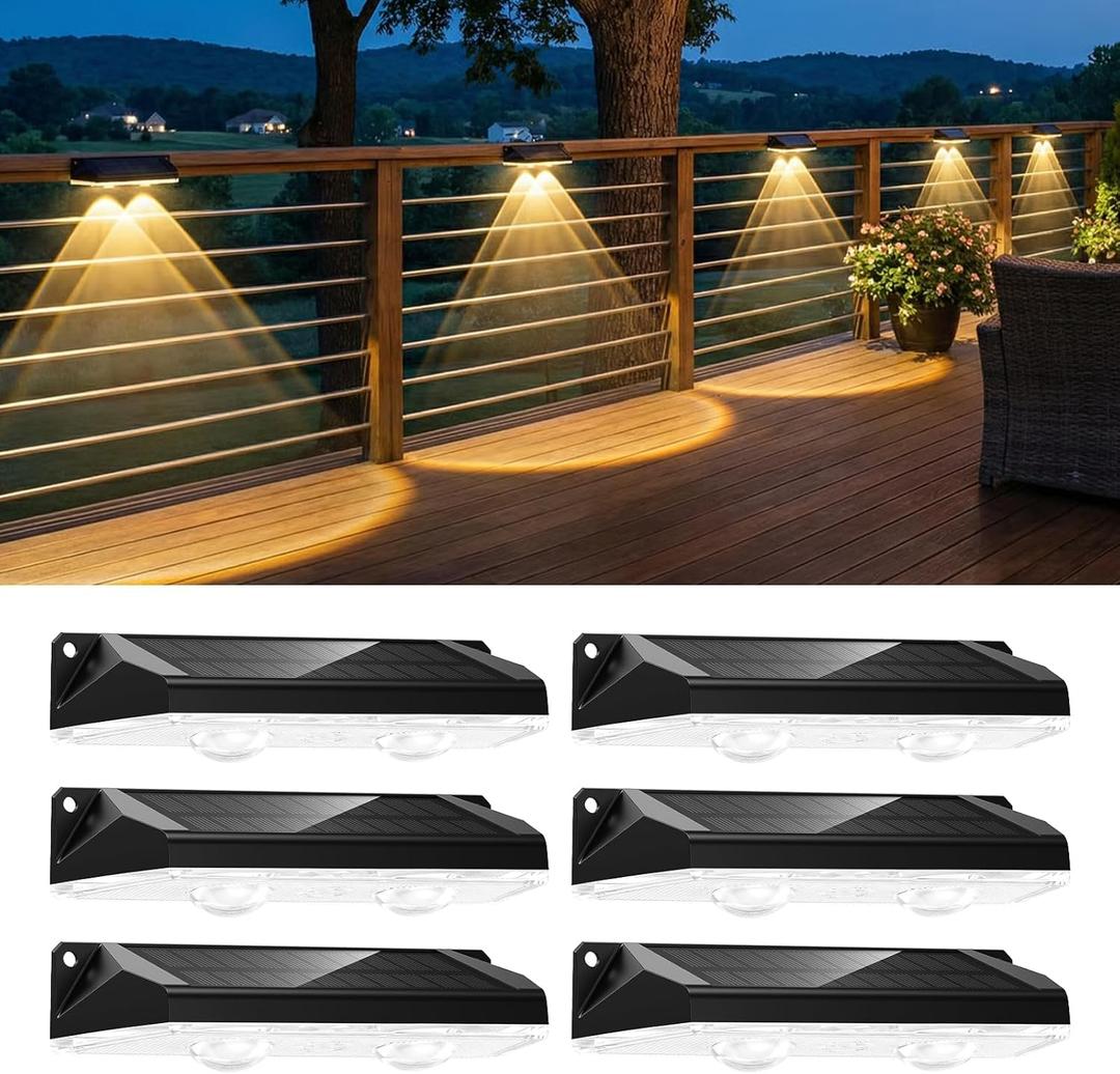 Brightown 6 Pack Solar Lights Outdoor Waterproof, Color Changing Solar Fence Deck Step Flood Lights, Warm White & RGBCW 11 Color, IP65 Waterproof Garden Lights for Outside Backyard Yard Step Patio