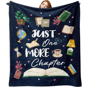 Book Lovers Gifts Flannel Throw Blanket, Bookish Gift for Reader Bookworm Books Club, Graduation Birthday Ideas, Reading Blanket Present for Men Women Librarian Teacher 50" x 60"