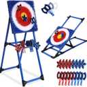 Axe Throwing Game for Backyard - 8 Throwing Axes Set - Deluxe Foldable Plastic Axe Throwing Target Game for Adults Kids, Outdoor Games Carnival Games, 5 feet tall