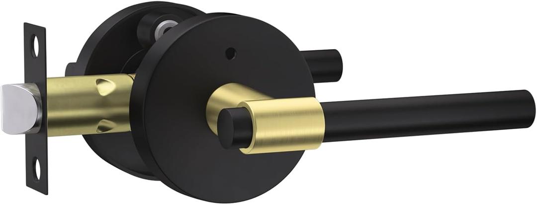 goldenwarm 1 Pack Black and Gold Interior Door Handle, Privacy Lever Door Handle, Matte Black Interior Door Lever Pack, Black and Gold Door Handles Interior for Bedroom, Bathroom goldenwarm 1 Pack Black and Gold Interior Door Handle, Privacy Lever Door Handle, Matte Black Interior Door Lever Pack, Black and Gold Door Handles Interior for Bedroom, Bathroom