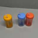 The First Years Squeeze & Sip Toddler Straw Cups - Squeezable Transition Sippy Cup with Silicone Straw - Toddler Feeding Supplies - Yellow/Pink/Orange - 7 Oz - 3 Count - Ages 6 Months and Up