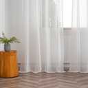 Ivory White Sheer Curtains 96 Inches Long, 2 Panels Set, Light Filtering Rod Pocket Window Drapes, Elegant Semi-Transparent Curtain Panels for Living Room, Bedroom, Each 50" W x 96" L