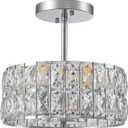 SeeU Modern Semi Flush Mount Ceiling Light Fixture Chrome Crystal Chandelier 4 Heads Chrome Crystal Celing Chandelier