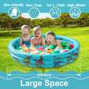 Dinosaur Inflatable Baby Pool - Small Toddler Blow Up 3 Rings Round Pad Pool, Outdoor/Indoor Play Center with Ball Pit & Toys - 48'x12'
