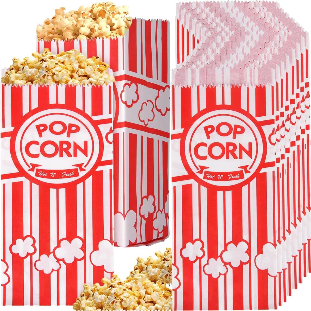 500 Pieces Paper Popcorn Bags, 1 oz Bags Individual Servings for Machine Maker Cart Supplies, Small Mini Pop Corn Bag Bulk Carnival Party
