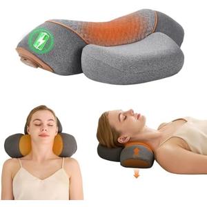 Bfhosehold 3-in-1 Rechargeable Neck Massager Pillow with Heat, Vibration, Traction Massager for Neck Pain and Hump Relief, Gifts for Men Women Home Office Travel