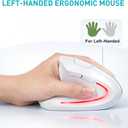 Left Handed Mouse, 2.4G Wireless Left Handed Ergonomic Mouse with 800/1200/1600 Adjustable DPI, 6 Buttons Wireless Vertical Mouse for MacBook/Laptop/PC/Desktop (White)