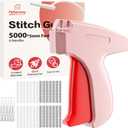 Stitch Gun for Clothes, Portable Handheld Tagging Gun for Clothing, Stitch Quick Clothing Fixer Includes 2500 Black Fasteners & 2500 White Fasteners with 6 Needles, Pink Red