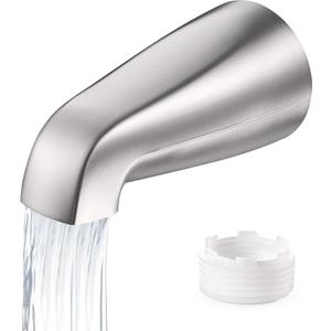 Universal Bathtub Faucet Replacement Tub Spout  Fast-Fill, No-Leak Metal Faucet, Easy Installation, Fits 1/2" IPS & 3/4" IPS Thread Pipes, Includes Adapter (Brushed Nickel)