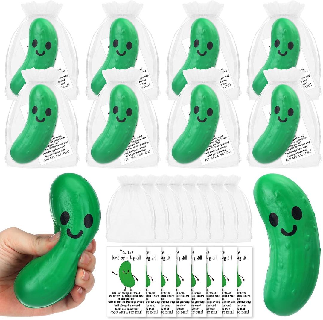 Libima 50 Pcs Inspirational Pickle Stress Balls Bulk Appreciation Gifts Positive Stress Balls for Adults Coworker Emotional Gifts Card, Office Party Supplies Goodie Bag Stuffer (Pickle)
