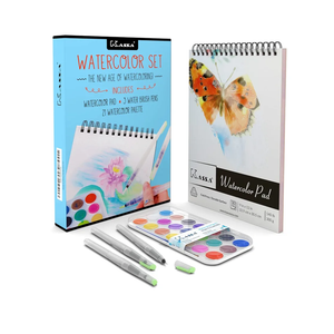 Kassa Watercolor Painting, Drawing & Art Supplies Set | Includes 21 Watercolor Palette, 30 Sheets & 3 Water Brush Pens in Assorted Sizes | Ideal for Home, School Art Projects & Bedroom Decoration