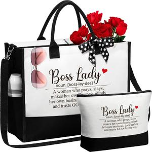 MAYICIVO Bosses Day Gifts for Her Women, Cool Boss Lady Gifts Idea for Bosses Women Female Best Boss Appreciation Gift Christmas Birthday Farewell Gift - Canvas Tote Bag Makeup Bag