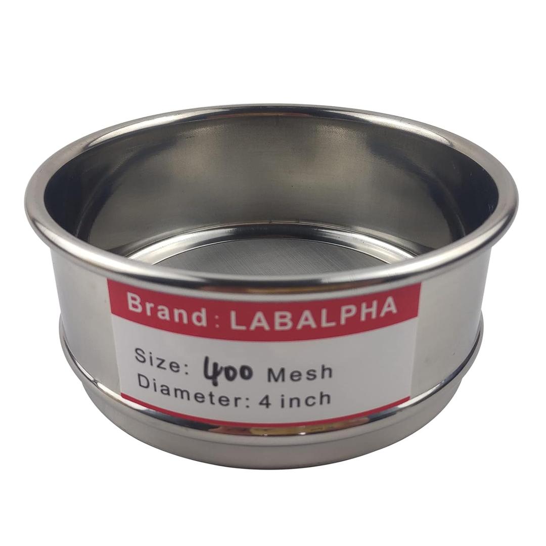 LABALPHA 400 Mesh Lab Sieves, Test Sieve #400 Mesh, 4'' Diameter, 304 Stainless Steel Wire Cloth (0.0385mm)