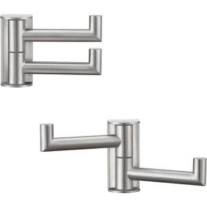 APLusee 2 Pack Swivel Coat Hooks Brushed Nickel, 304 Stainless Steel Foldable Bathroom Towel Hooks with 2 Rotating Arms, Wall Mounted