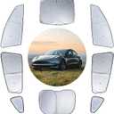 Upgraded Camping Privacy Curtain 8 Pieces for Tesla Model Y 2020-2025 Window Sunshade for Tesla Model Y Juniper Camping Shades Windshield Sunshade Privacy Screens forTesla Camping Accessories
