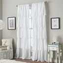 Curtainworks Flounced Ruffle Rod Pocket one Curtain Panel, 63 in, White (42"W x 63"L (Pack of 1))