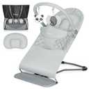 Orzbow Portable Baby Bouncer, Foldable Baby Bouncer Seat with Storage Bag and Removable Play Bar, 3 Recline Positions, 0-12 Months Up to 20lbs, Ergonomic Design with Comfortable Headrest, Gray
