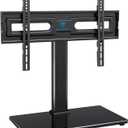 PERLESMITH Swivel Universal TV Stand Mount for 32-82 Inch LCD OLED Flat/Curved Screen TVs up to 99lbs-Height Adjustable Table Top TV Stand/Base with Tempered Glass Base&Wire Management,VESA 600x400mm