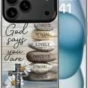 FENBAND God Cross Wood Grain Phone Case Compatible with iPhone 17 Pro Max Case, Bible God Quotes Flower Designs Shockproof Non-Drop Protective Cover (Pattern 3)