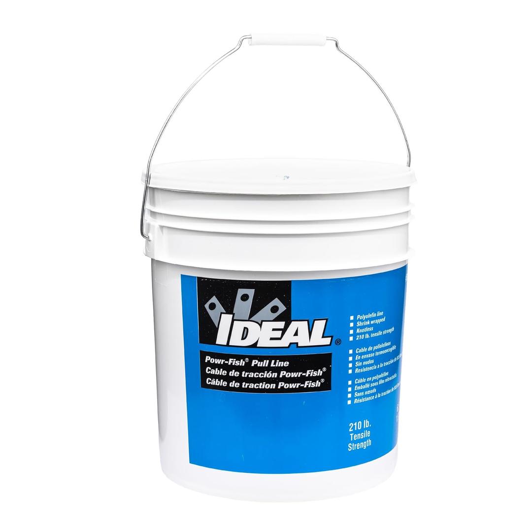 IDEAL Electrical Heavy-Duty Pull-Line for Wire Pulling, 6,500 Ft., 210 lb Tensile Strength Polyline with Blue Tracer, White Color Pull String for Electrical and Communication Cable Installation