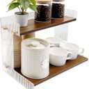 SNAIL GARDEN Acrylic & Wood Coffee Station Organizer with Raised Edges, 2-Tier Coffee Bar Organizer with Sturdy Flat Base, Premium Walnut Finish for Kitchen Countertop Storage