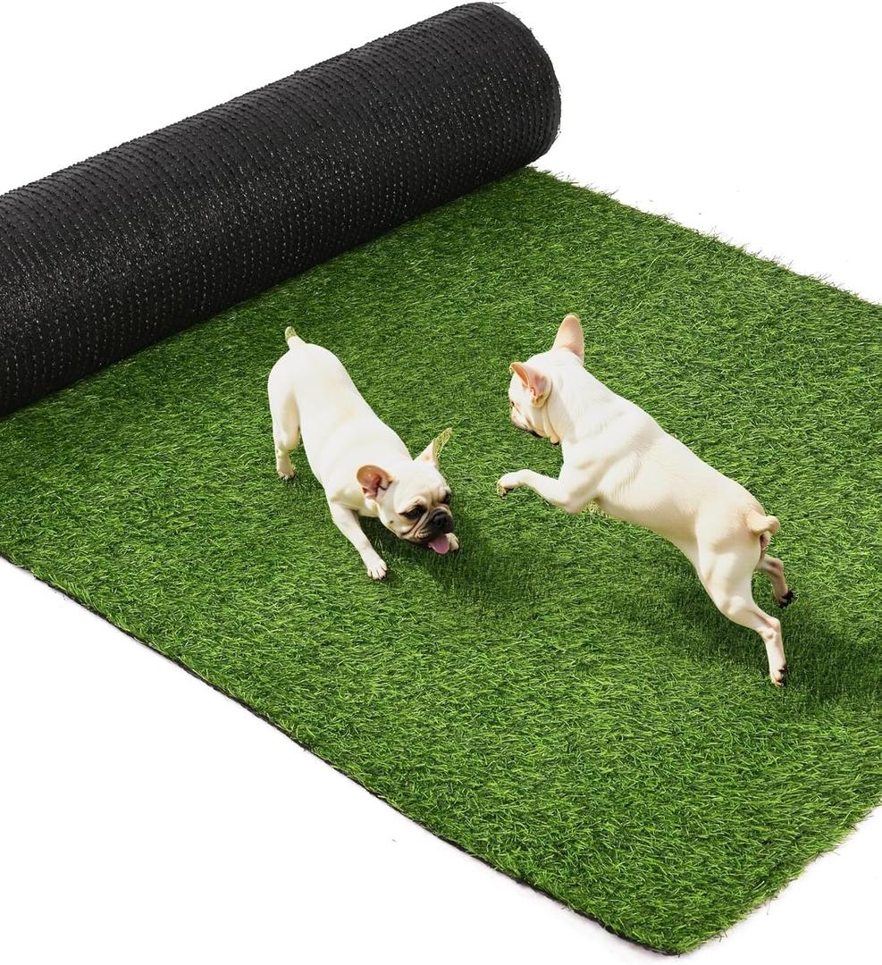 MYOYAY Artificial Grass Turf Rug 3.3x33 ft Artificial Grass Mats 1.2" Pile Height Pet Training Synthetic Carpet Roll with Drain Holes for Indoor Outdoor Patio Garden Lawn Landscape (Nature Green)