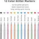 Glitter Gel Pen Set Compatible with Cricut Maker 3/Maker 4/Maker/Explore 3/Explore 4/Air 2/Air, 0.8 Tip Glitter Pen Set of 12 Pack Medium Point Pen, Writing, Drawing, Invitations, Cards