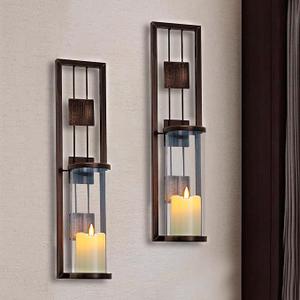 Shelving Solution Wall Sconce Candle Holder Metal Wall Decorations for Living Room, Bathroom, Dining Room, Set of 2